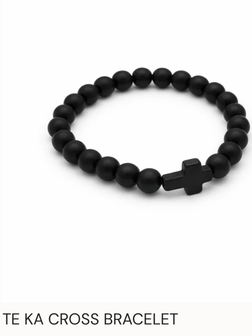Oshena Te Ka Cross Bracelet Matte Black Lava Stone Faith Bracelet NWT